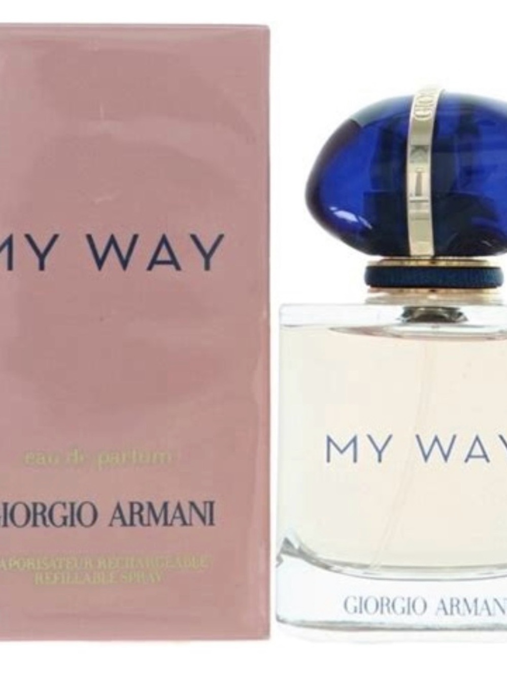 Giorgio Armani My Way Perfume Bottle with Blue Cap and Gold Trim - Picture 3 of 3